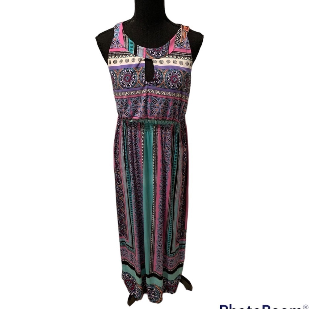 Soma Sleeveless Empire Keyhole Maxi Dress in Cultured Scarf Medium